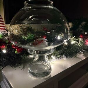 VINTAGE Elegant Glass Hurricane Lamp Centerpiece made in Turkey